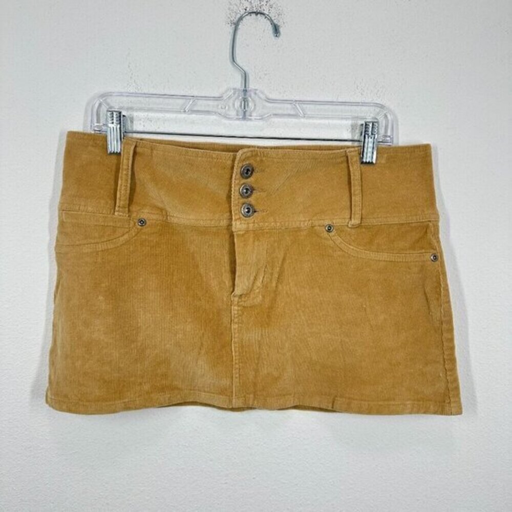 Rue21 Y2K 90s‎ Tan Corduroy Ultra Micro Low Rise Mini Skirt Juniors Size 9/10